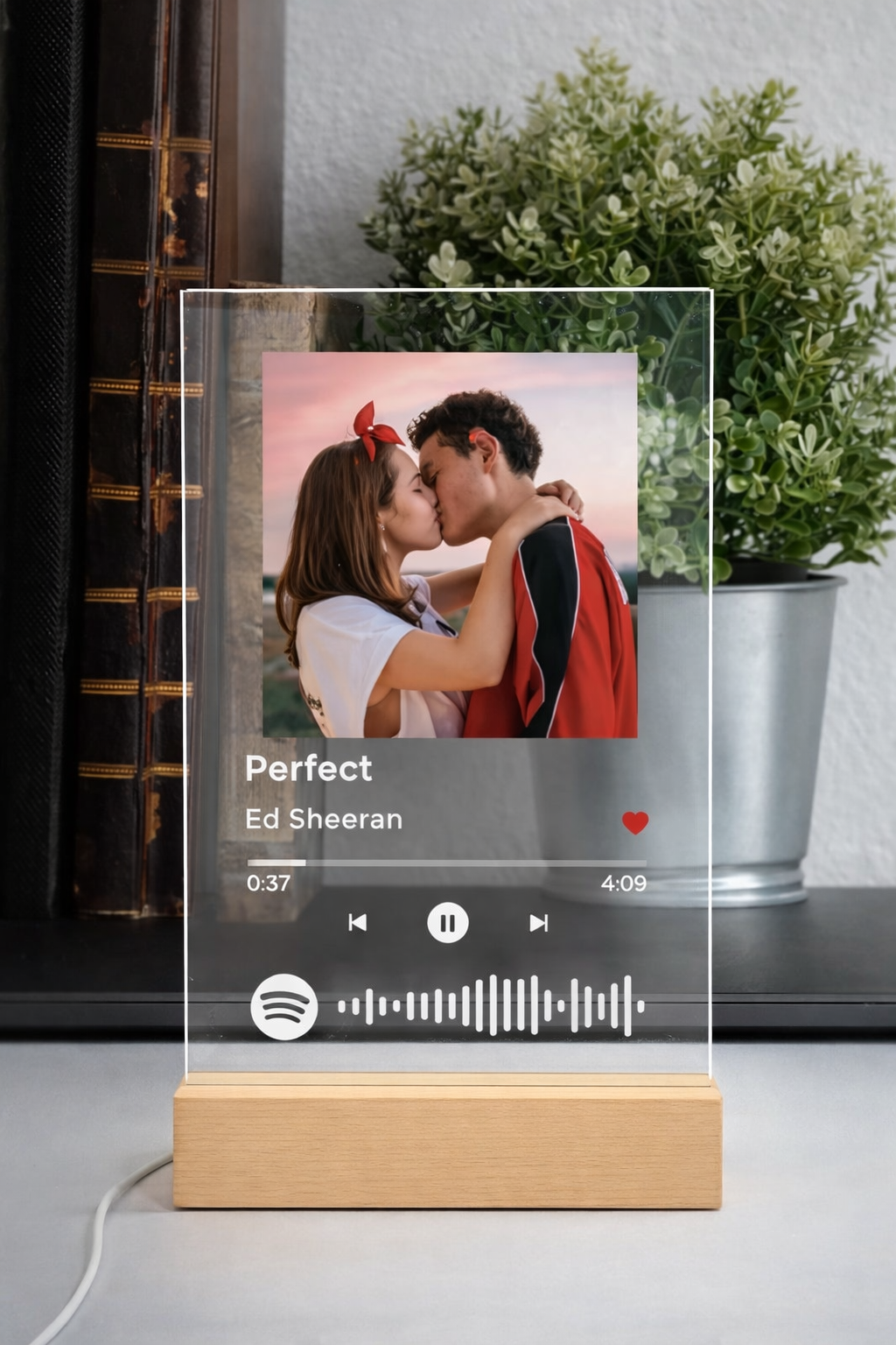 Personalisiertes Musik-Acrylglas mit Licht – Dein Song, Dein Foto, Dein Moment Zonify