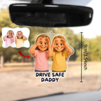 Personalisierter Autoanhänger „Drive Safe Daddy“ | Cartoon-Foto Zonify