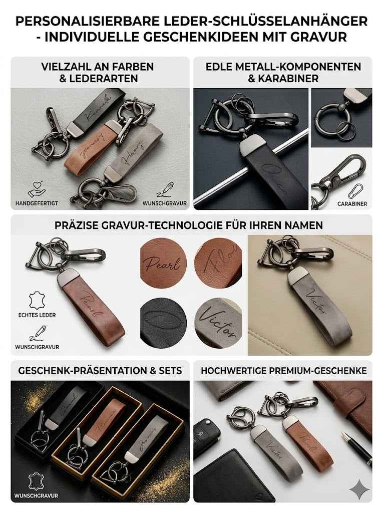 Personalisierbare Leder-Schlüsselanhänger – Premium-Geschenkideen mit Gravur - Zonify