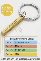 Personalisierter Schlüsselanhänger 4-seitig graviert | Edelstahl Geschenk Zonify