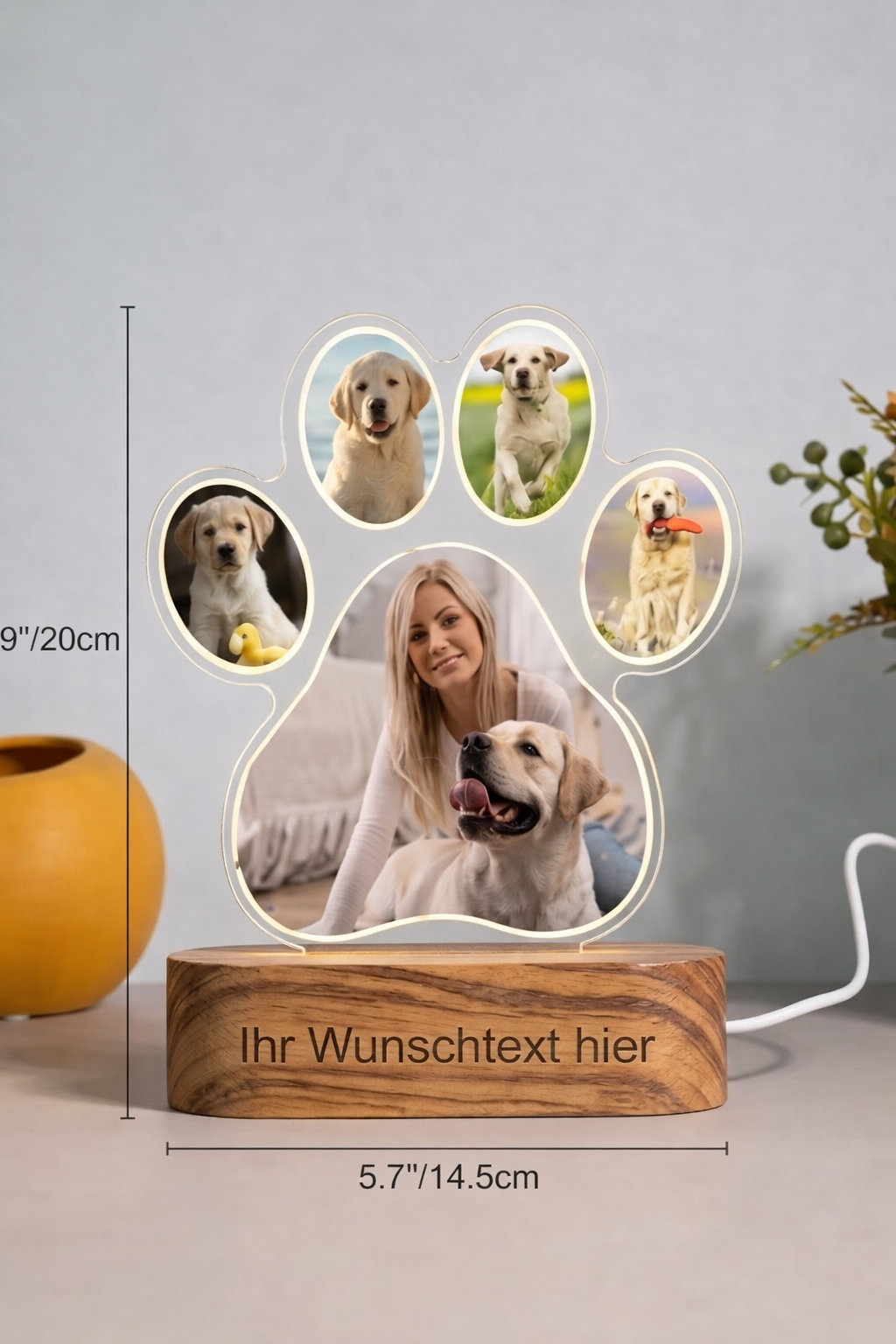 Personalisiertes Haustier-Nachtlicht | 3D-Fotolampe im Pfoten-Design Zonify