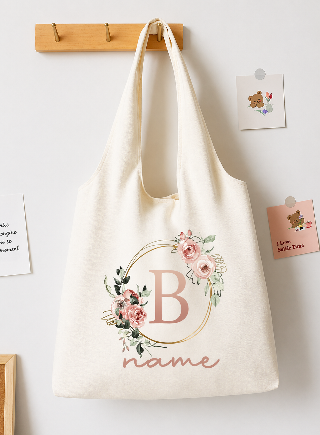 Personalisierte Einkaufstasche mit Namen & Blumen-Alphabet Zonify