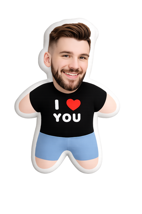 Mini-Me Fotokissen mit eigenem Gesicht | Personalisiertes Gesichtskissen "I Love You" Zonify