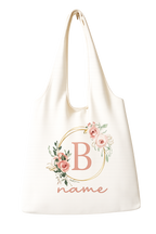 Personalisierte Einkaufstasche mit Namen & Blumen-Alphabet Zonify
