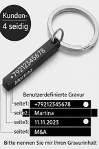 Personalisierter Schlüsselanhänger 4-seitig graviert | Edelstahl Geschenk Zonify