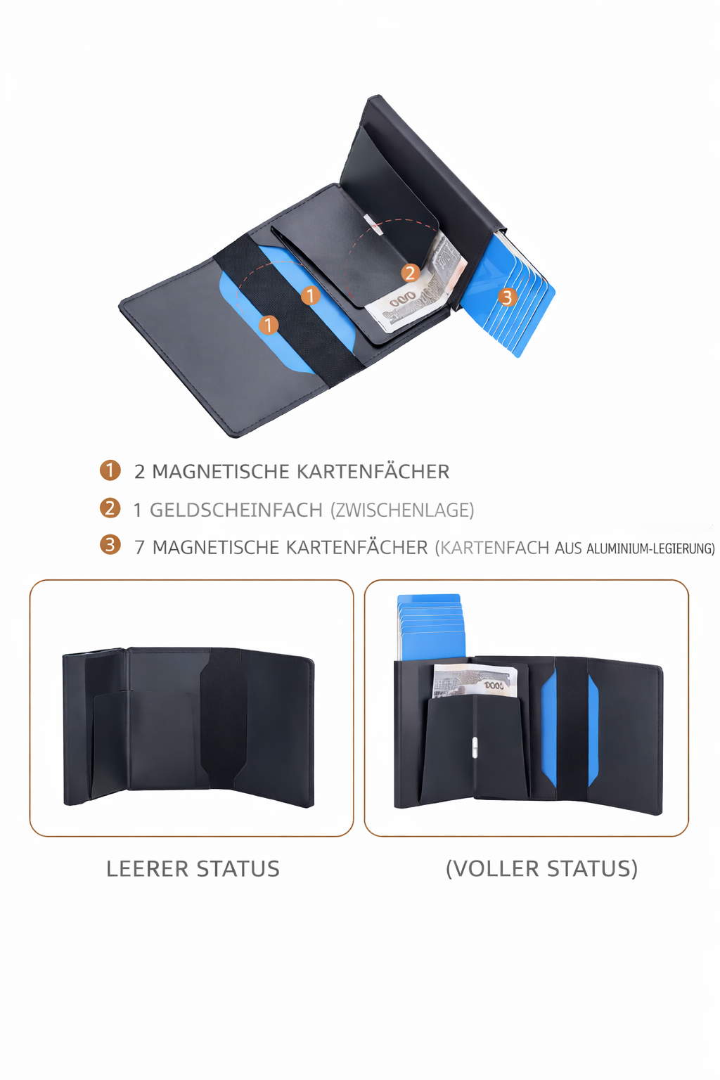 Zonify Personalisierbares Pop-up-Kartenetui-Portemonnaie mit Lasergravur Zonify