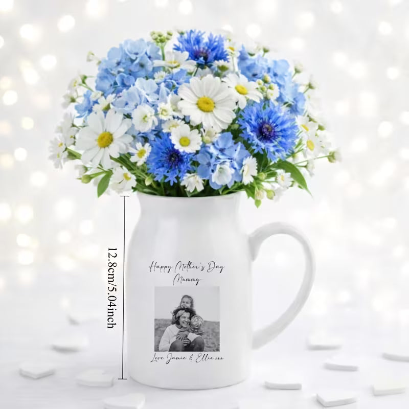 Personalisierte Fotovase zum Muttertag | Keramik-Krug mit Gravur Zonify