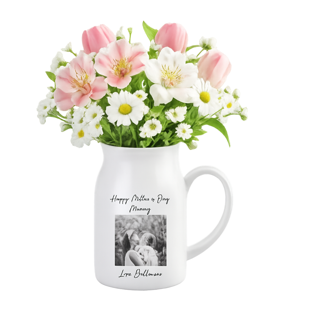 Personalisierte Fotovase zum Muttertag | Keramik-Krug mit Gravur Zonify