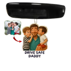 Personalisierter Autoanhänger „Drive Safe Daddy“ | Cartoon-Foto Zonify