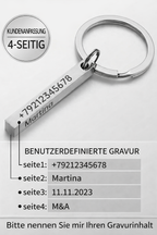 Personalisierter Schlüsselanhänger 4-seitig graviert | Edelstahl Geschenk Zonify