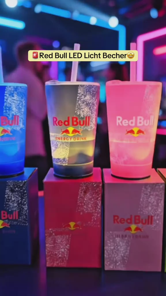 Red bull LED-Leuchtbecher Wasseraktivierter Leuchtbecher mit Strohhalm