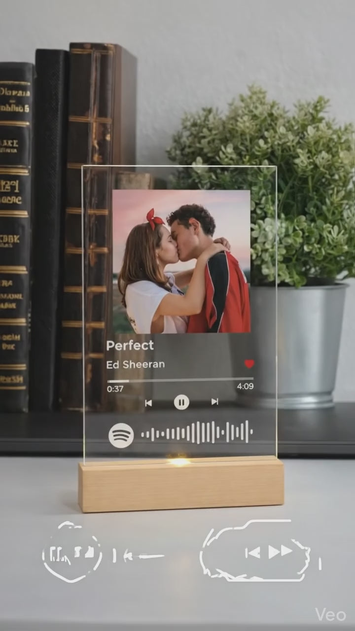 Personalisiertes Musik-Acrylglas mit Licht – Dein Song, Dein Foto, Dein Moment